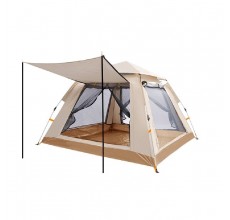 Deluxe Dome Style 3 Man Pop Up Tent With Awning Sand